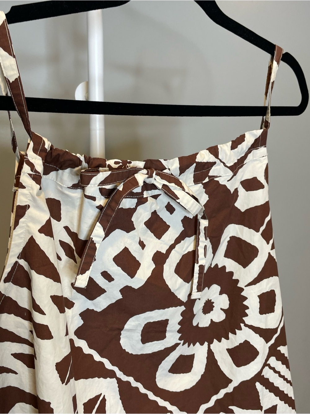 BDG Brown and White Tribal Print Dress w Adjustable Drawstring Neckline - Picture 2 of 5